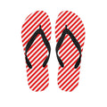 Red And White Candy Cane Striped Print Flip Flops