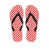 Red And White Candy Cane Striped Print Flip Flops