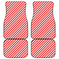 Red And White Candy Cane Striped Print Front and Back Car Floor Mats