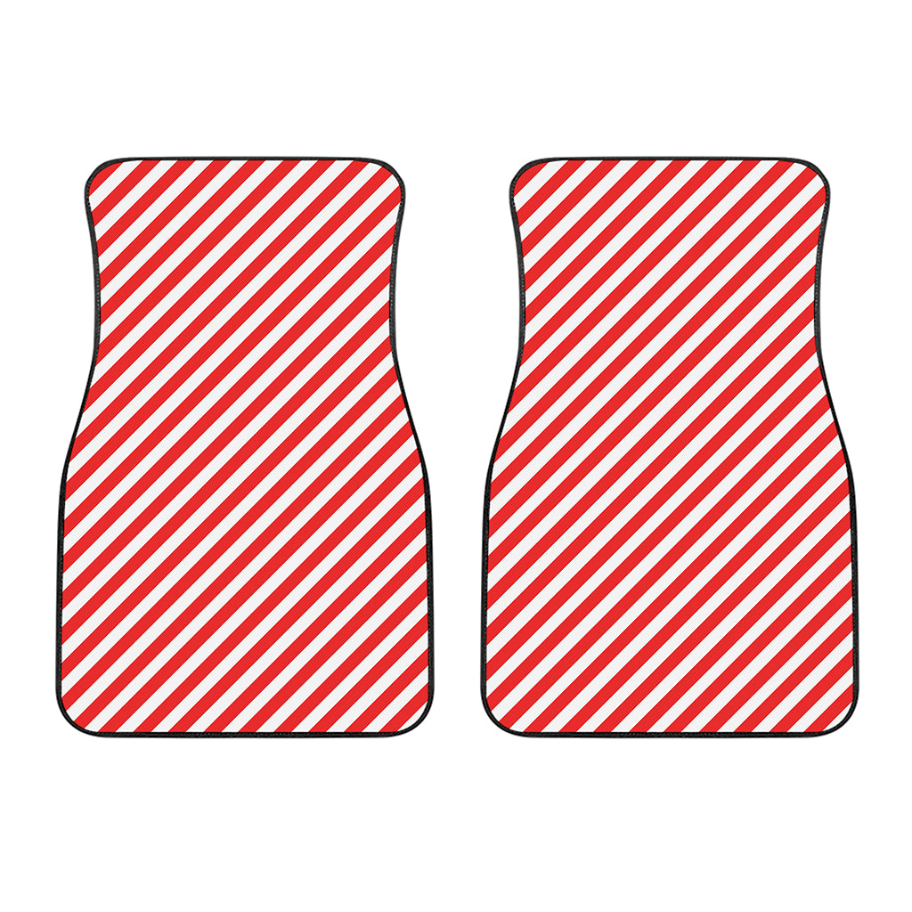 Red And White Candy Cane Striped Print Front Car Floor Mats