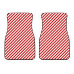 Red And White Candy Cane Striped Print Front Car Floor Mats