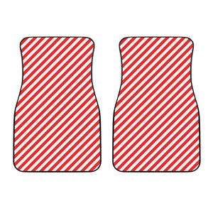 Red And White Candy Cane Striped Print Front Car Floor Mats