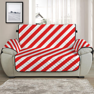 Red And White Candy Cane Striped Print Half Sofa Protector