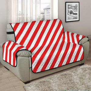 Red And White Candy Cane Striped Print Half Sofa Protector