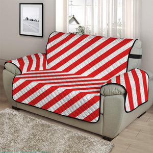 Red And White Candy Cane Striped Print Half Sofa Protector