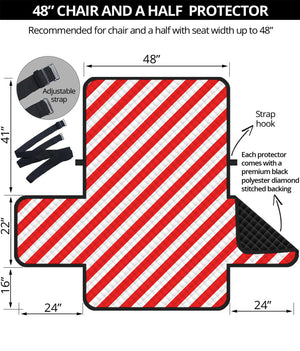 Red And White Candy Cane Striped Print Half Sofa Protector