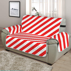 Red And White Candy Cane Striped Print Half Sofa Protector