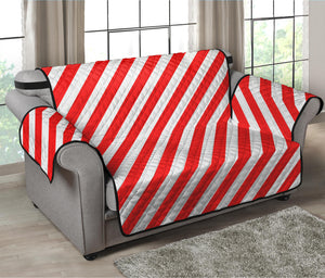 Red And White Candy Cane Striped Print Loveseat Protector