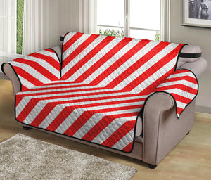 Red And White Candy Cane Striped Print Loveseat Protector