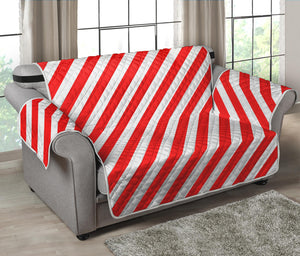 Red And White Candy Cane Striped Print Loveseat Protector