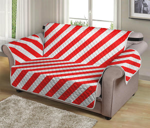 Red And White Candy Cane Striped Print Loveseat Protector