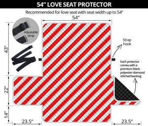 Red And White Candy Cane Striped Print Loveseat Protector