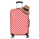 Red And White Candy Cane Striped Print Luggage Cover