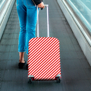 Red And White Candy Cane Striped Print Luggage Cover