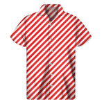 Red And White Candy Cane Striped Print Men's Short Sleeve Shirt