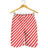 Red And White Candy Cane Striped Print Men's Shorts