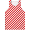 Red And White Candy Cane Striped Print Men's Tank Top