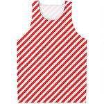 Red And White Candy Cane Striped Print Men's Tank Top