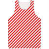 Red And White Candy Cane Striped Print Men's Tank Top