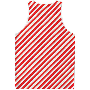 Red And White Candy Cane Striped Print Men's Tank Top