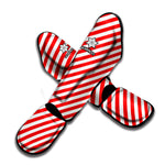 Red And White Candy Cane Striped Print Muay Thai Shin Guard