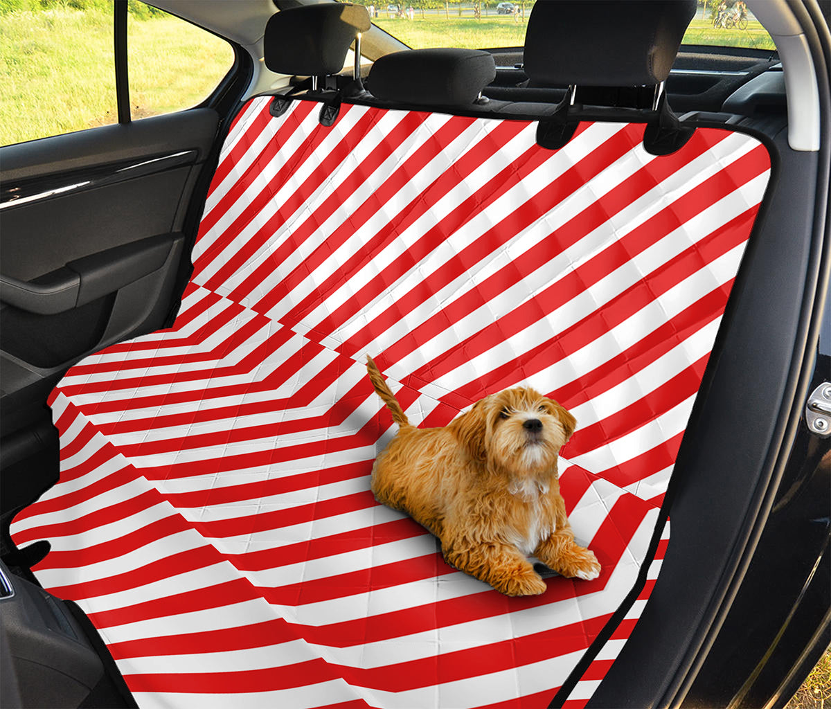 Red And White Candy Cane Striped Print Pet Car Back Seat Cover
