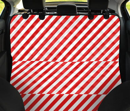 Red And White Candy Cane Striped Print Pet Car Back Seat Cover