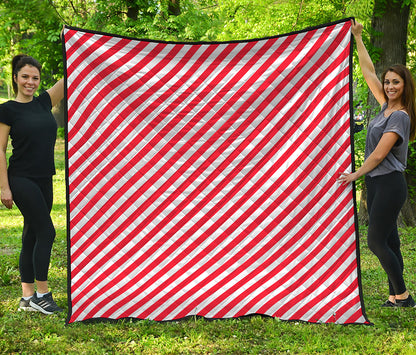 Red And White Candy Cane Striped Print Quilt