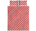 Red And White Candy Cane Striped Print Quilt Bed Set