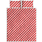 Red And White Candy Cane Striped Print Quilt Bed Set
