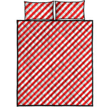 Red And White Candy Cane Striped Print Quilt Bed Set