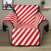 Red And White Candy Cane Striped Print Recliner Protector