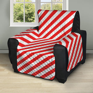 Red And White Candy Cane Striped Print Recliner Protector