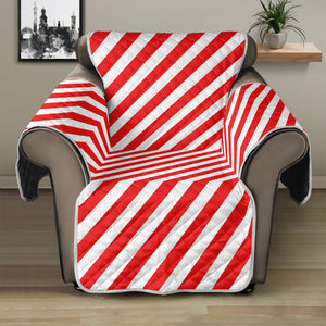 Red And White Candy Cane Striped Print Recliner Protector