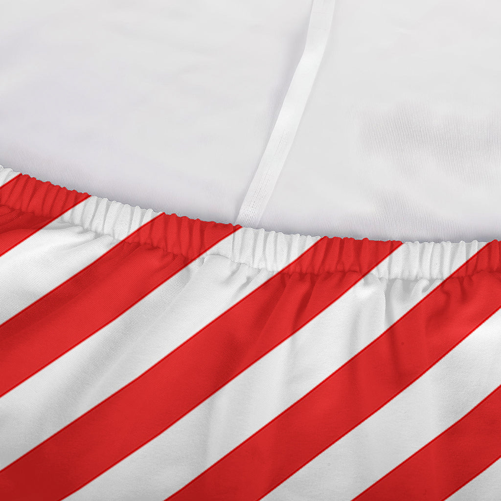 Red And White Candy Cane Striped Print Sofa Cover