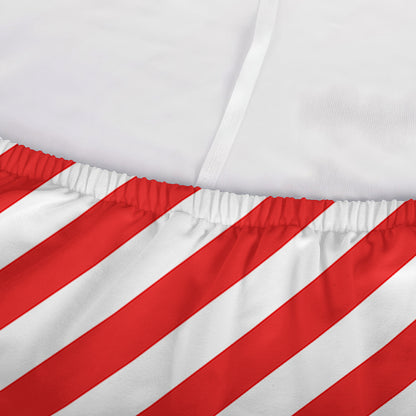 Red And White Candy Cane Striped Print Sofa Cover