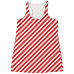 Red And White Candy Cane Striped Print Women's Racerback Tank Top