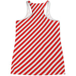 Red And White Candy Cane Striped Print Women's Racerback Tank Top