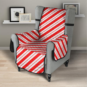 Red And White Candy Cane Stripes Print Armchair Protector