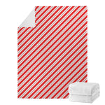 Red And White Candy Cane Stripes Print Blanket