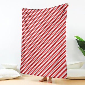 Red And White Candy Cane Stripes Print Blanket