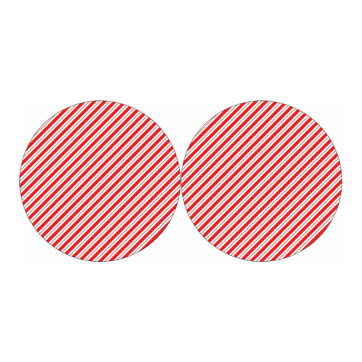 Red And White Candy Cane Stripes Print Car Coasters