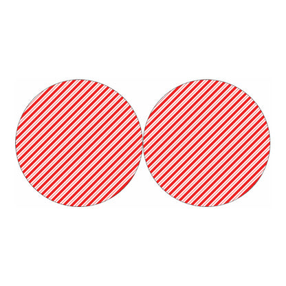 Red And White Candy Cane Stripes Print Car Coasters
