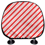 Red And White Candy Cane Stripes Print Car Headrest Covers