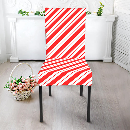 Red And White Candy Cane Stripes Print Dining Chair Slipcover
