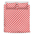 Red And White Candy Cane Stripes Print Duvet Cover Bedding Set