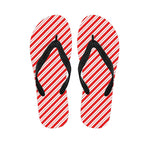 Red And White Candy Cane Stripes Print Flip Flops