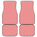 Red And White Candy Cane Stripes Print Front and Back Car Floor Mats