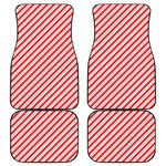 Red And White Candy Cane Stripes Print Front and Back Car Floor Mats