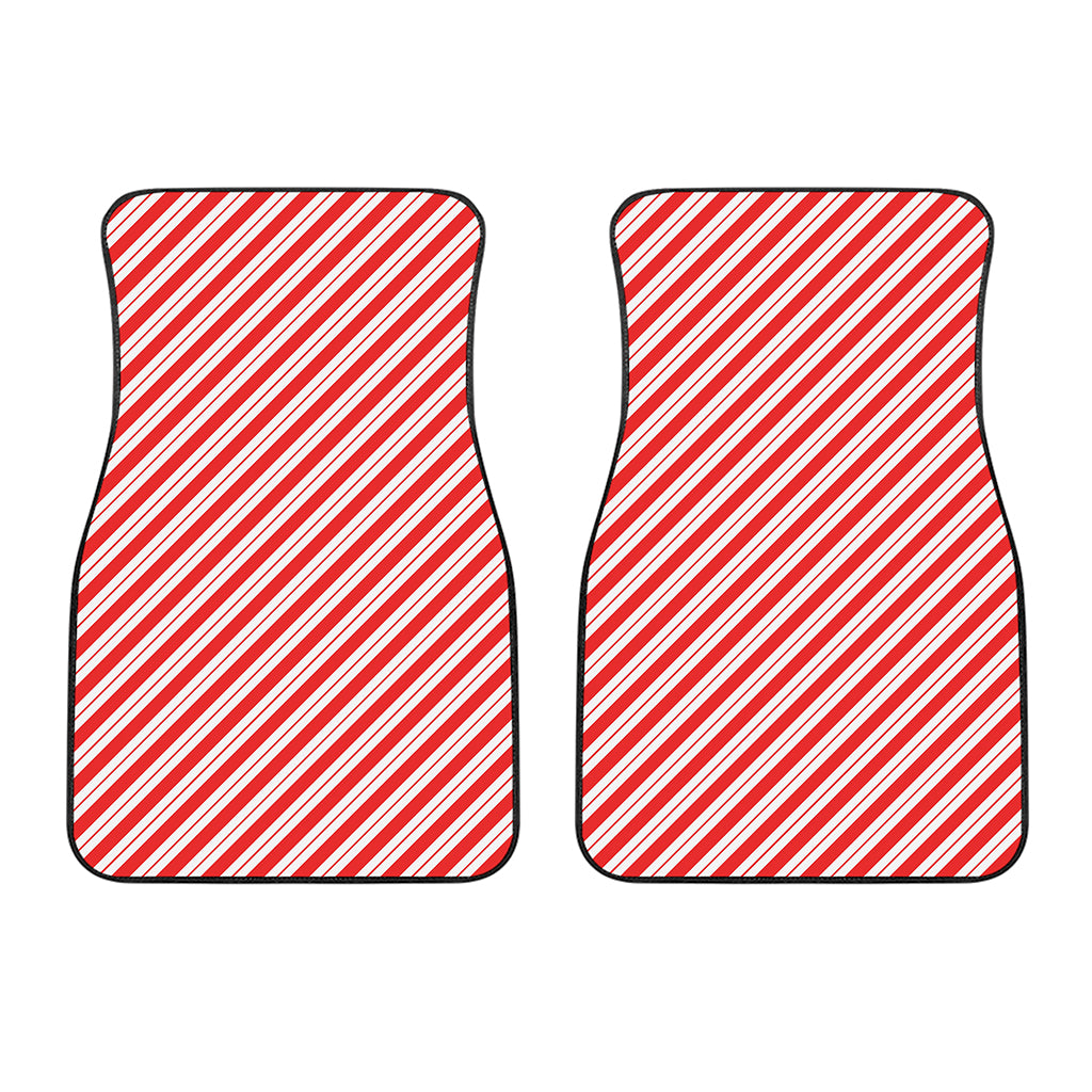 Red And White Candy Cane Stripes Print Front Car Floor Mats